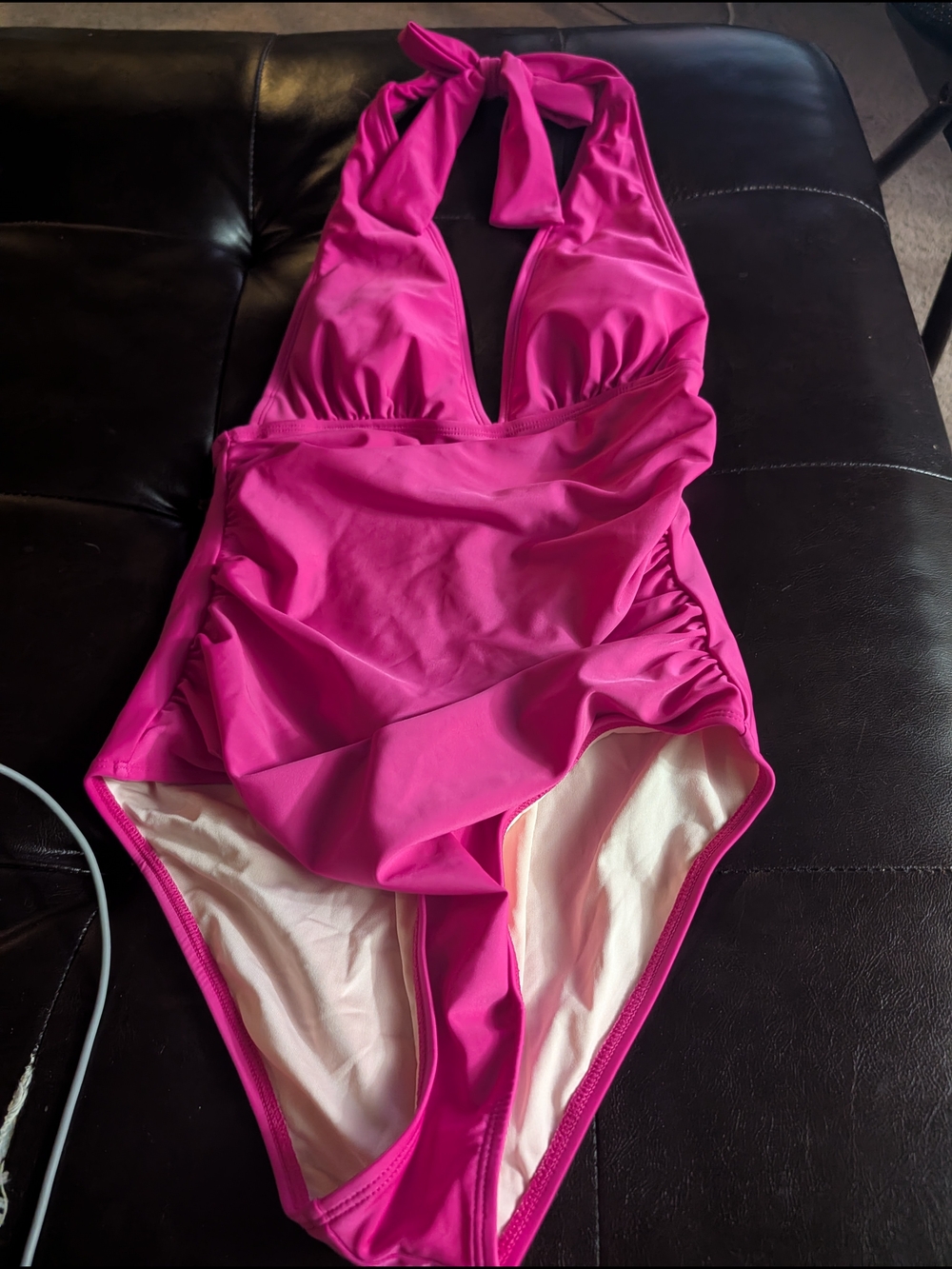 Cupshe Hot Pink Halter One-Piece Swimsuit